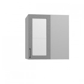 Лофт ПУС 650 шкаф верхний угловой со стеклом (Штукатурка серая/корпус Серый) в Енисейске - enisejsk.katalogmebeli.com | фото