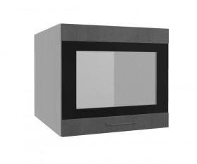 Лофт ВПГСФ 500 шкаф верхний горизонтальный со стеклом высокий с фотопечатью (Бетон темный/корпус Серый) в Енисейске - enisejsk.katalogmebeli.com | фото