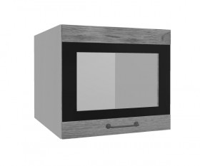 Лофт ВПГСФ 500 шкаф верхний горизонтальный со стеклом высокий с фотопечатью (Дуб цикорий/корпус Серый) в Енисейске - enisejsk.katalogmebeli.com | фото
