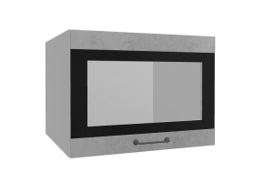 Лофт ВПГСФ 600 шкаф верхний горизонтальный со стеклом высокий с фотопечатью (Бетон светлый/корпус Серый) в Енисейске - enisejsk.katalogmebeli.com | фото