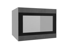 Лофт ВПГСФ 600 шкаф верхний горизонтальный со стеклом высокий с фотопечатью (Бетон темный/корпус Серый) в Енисейске - enisejsk.katalogmebeli.com | фото