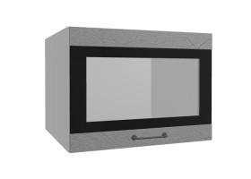 Лофт ВПГСФ 600 шкаф верхний горизонтальный со стеклом высокий с фотопечатью (Штукатурка серая/корпус Серый) в Енисейске - enisejsk.katalogmebeli.com | фото