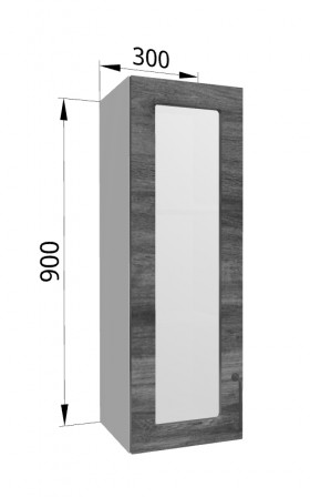 Лофт ВПС 300 шкаф верхний со стеклом высокий (Дуб бурый/корпус Серый) в Енисейске - enisejsk.katalogmebeli.com | фото