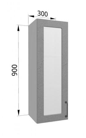Лофт ВПС 300 шкаф верхний со стеклом высокий (Штукатурка серая/корпус Серый) в Енисейске - enisejsk.katalogmebeli.com | фото