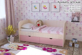 Мальвина Кровать детская 2 ящика 1.6 Розовыйй глянец в Енисейске - enisejsk.katalogmebeli.com | фото