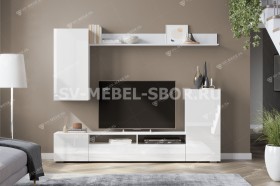 Мебель для гостиной МГС 4 (Белый/Белый глянец) в Енисейске - enisejsk.katalogmebeli.com | фото