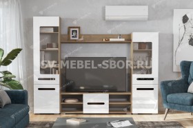 Мебель для гостиной МГС 6 (Исполнение 1/Дуб золотой/Белый глянец) в Енисейске - enisejsk.katalogmebeli.com | фото