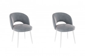 Набор стульев Моли 2 шт (серый велюр/белый) в Енисейске - enisejsk.katalogmebeli.com | фото