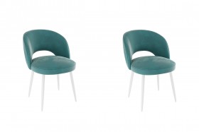 Набор стульев Моли 2 шт (зеленый велюр/белый) в Енисейске - enisejsk.katalogmebeli.com | фото