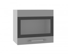 Ройс ВПГСФ 500 Шкаф верхний горизонтальный со стеклом с фотопечатью высокий (Белый софт/корпус Серый) в Енисейске - enisejsk.katalogmebeli.com | фото
