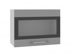 Ройс ВПГСФ 600 Шкаф верхний горизонтальный со стеклом с фотопечатью высокий (Белый софт/корпус Серый) в Енисейске - enisejsk.katalogmebeli.com | фото