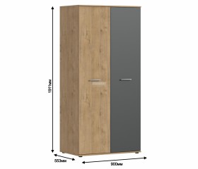 Шкаф 2-х дверный Мамбо СБ-2371 Н (Дуб Бунратти / Диамант серый) в Енисейске - enisejsk.katalogmebeli.com | фото 2