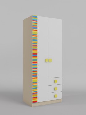 Шкаф 2-х створчатый с ящиками Клаксон без машинок (Белый/корпус Клен) в Енисейске - enisejsk.katalogmebeli.com | фото