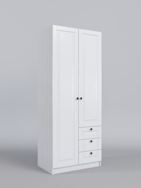 Шкаф 2-х створчатый с ящиками Классика (Белый/корпус Выбеленное дерево) в Енисейске - enisejsk.katalogmebeli.com | фото