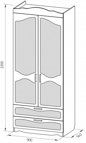 Шкаф 2-х створчатый с ящиками серии Иллюзия 08 Шоколад в Енисейске - enisejsk.katalogmebeli.com | фото 2