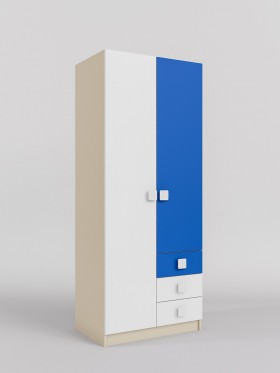 Шкаф 2-х створчатый с ящиками Скай (Синий/Белый/корпус Клен) в Енисейске - enisejsk.katalogmebeli.com | фото