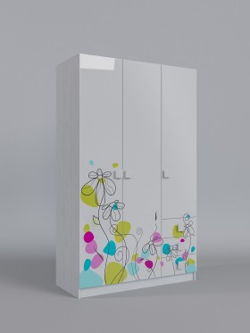 Шкаф 3-х створчатый с ящиками Флёр (Белый/корпус Выбеленное дерево) в Енисейске - enisejsk.katalogmebeli.com | фото 1
