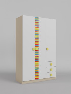 Шкаф 3-х створчатый с ящиками Клаксон без машинок (Белый/корпус Клен) в Енисейске - enisejsk.katalogmebeli.com | фото