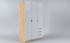 Шкаф 3-х створчатый с ящиками Лофт (Белый/корпус Дуб Сонома) в Енисейске - enisejsk.katalogmebeli.com | фото