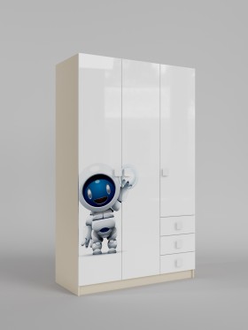 Шкаф 3-х створчатый с ящиками Санни (Белый/корпус Клен) в Енисейске - enisejsk.katalogmebeli.com | фото 1