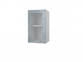 Шкаф 40 с витриной Лофт (Камень Оленна/Белый) в Енисейске - enisejsk.katalogmebeli.com | фото