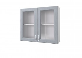 Шкаф 80 с 2-мя витринами Принцесса (Серый/корпус Белый) в Енисейске - enisejsk.katalogmebeli.com | фото