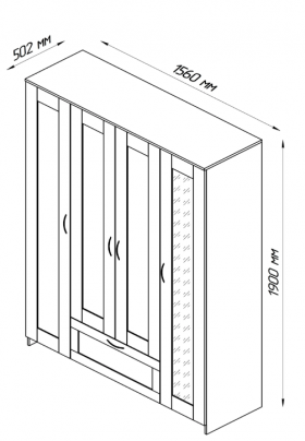 Шкаф четырехдверный Сириус с 1 зеркалом и 1 ящиком белый в Енисейске - enisejsk.katalogmebeli.com | фото 3