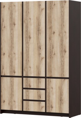 Модульная система "Прага" Шкаф для одежды трехстворчатый Дуб Венге/Дуб Делано в Енисейске - enisejsk.katalogmebeli.com | фото