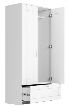 Шкаф двухдверный Сириус с 1 ящиком белый в Енисейске - enisejsk.katalogmebeli.com | фото 3