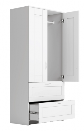 Шкаф двухдверный Сириус с 2 ящиками белый в Енисейске - enisejsk.katalogmebeli.com | фото 2
