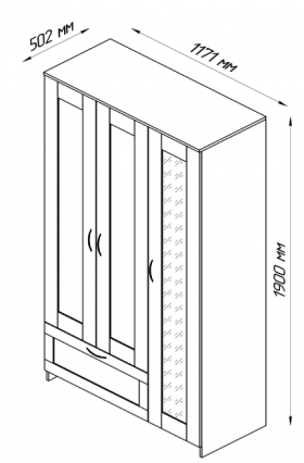 Шкаф трехдверный Сириус с зеркалом и 1 ящиком белый в Енисейске - enisejsk.katalogmebeli.com | фото 2