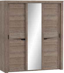 Шкаф трехдверный Соренто с раздвижными дверями Дуб стирлинг/Кофе структурный матовый в Енисейске - enisejsk.katalogmebeli.com | фото