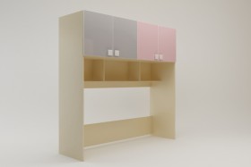 Система хранения над кроватью Грэйси (Розовый/Серый/корпус Клен) в Енисейске - enisejsk.katalogmebeli.com | фото 2