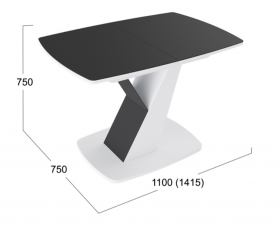 Стол обеденный «Гарда» Тип 1 (Белый/Стекло матовое черный графит) в Енисейске - enisejsk.katalogmebeli.com | фото 3