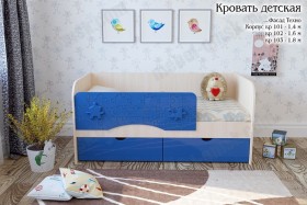 Техно Кровать детская 2 ящика 1.6 Синий глянец в Енисейске - enisejsk.katalogmebeli.com | фото 1
